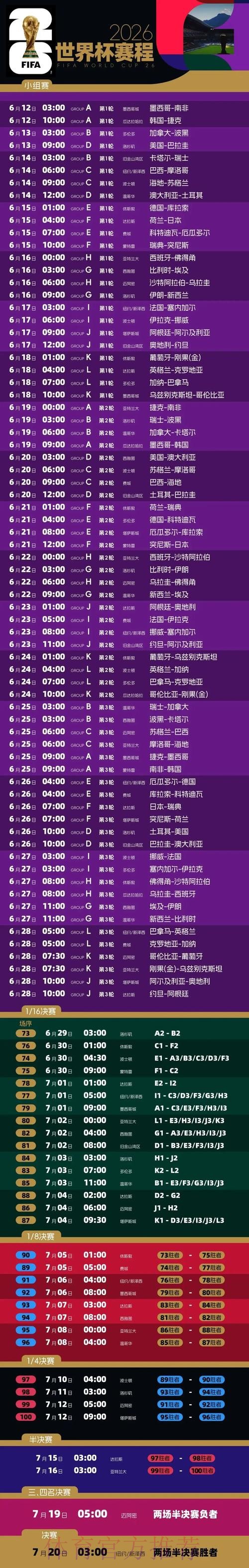 2026世界杯比赛时间最新高清直播免费观看 2026世界杯比赛时间最新高清直播免费观看